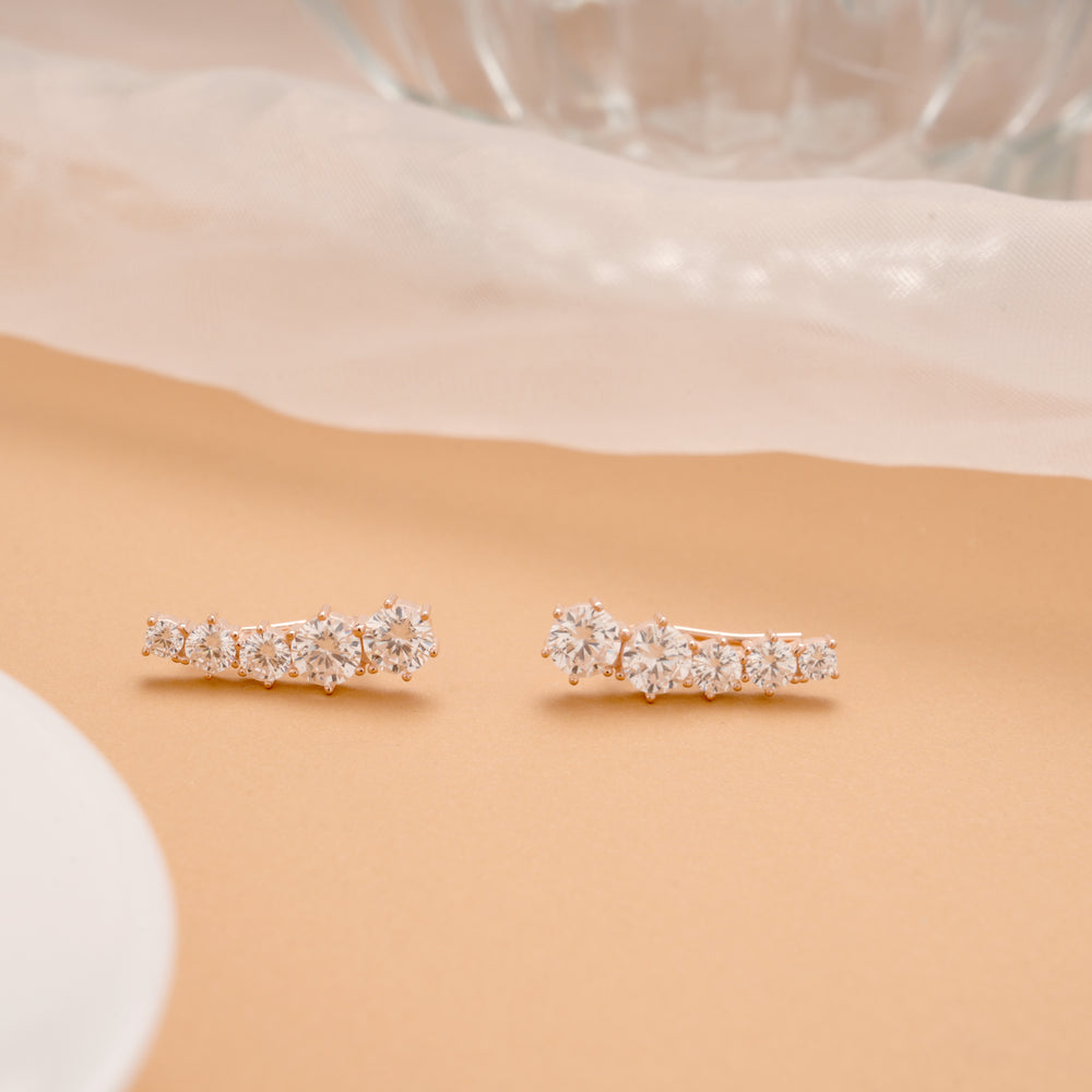 Fancy Round Stone Silver Rose Gold Climber