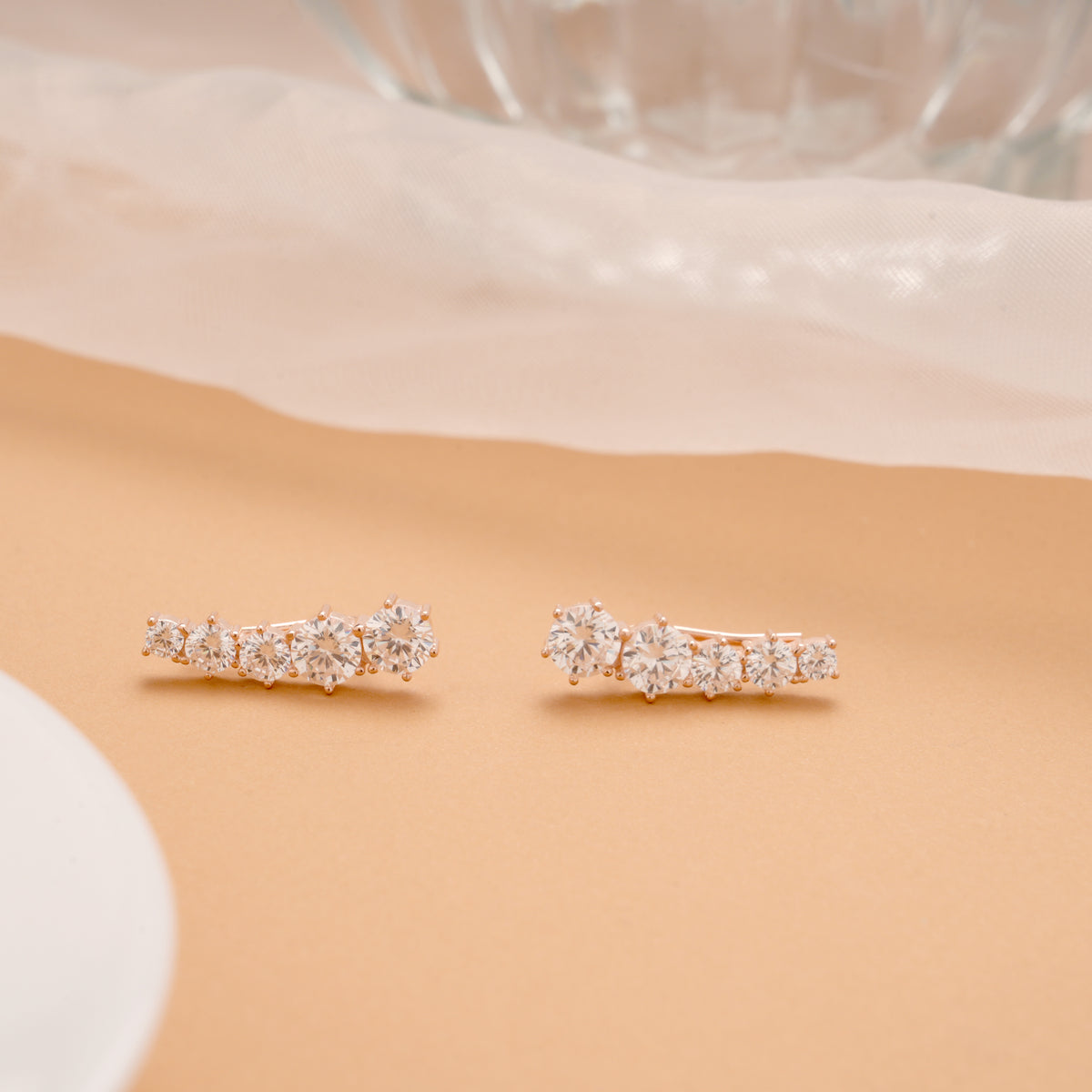 Fancy Round Stone Silver Rose Gold Climber