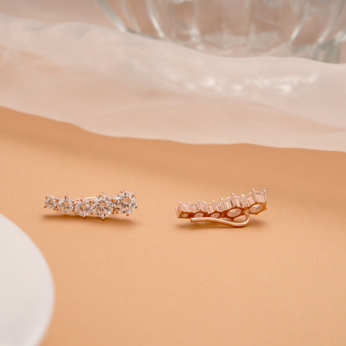 Fancy Round Stone Silver Rose Gold Climber