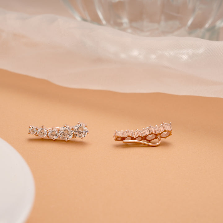 Fancy Round Stone Silver Rose Gold Climber