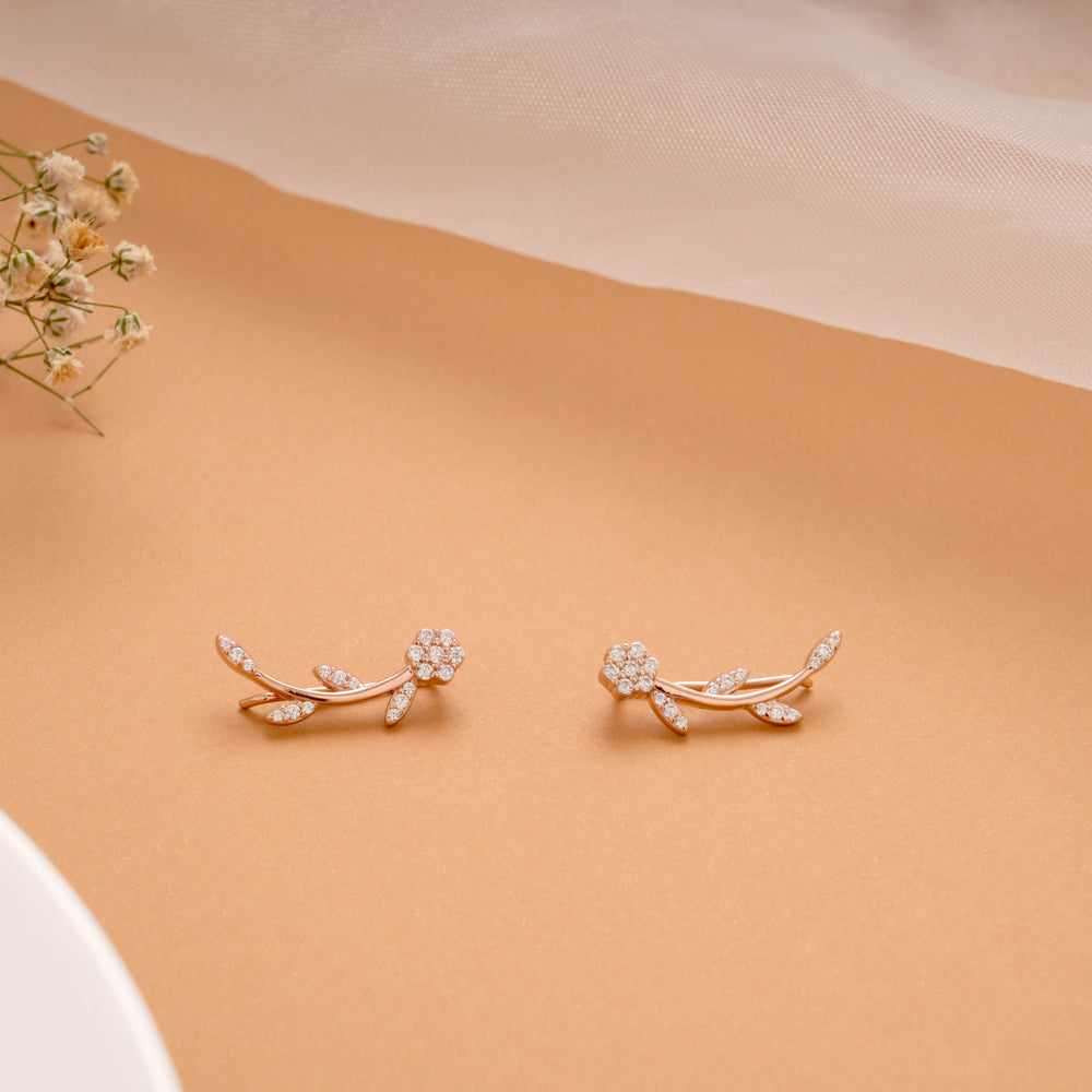 Classic Blossom Leaf Design Silver Rose Gold Climber