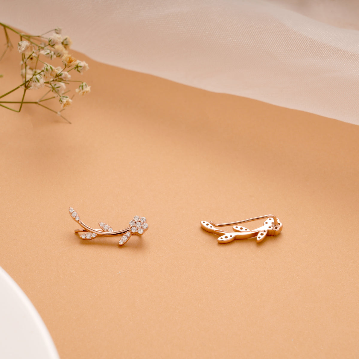 Classic Blossom Leaf Design Silver Rose Gold Climber