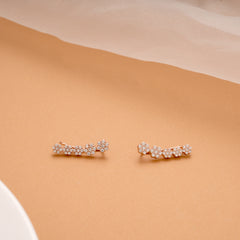 Dainty Blossom Silver Rose Gold Ear Crawlers