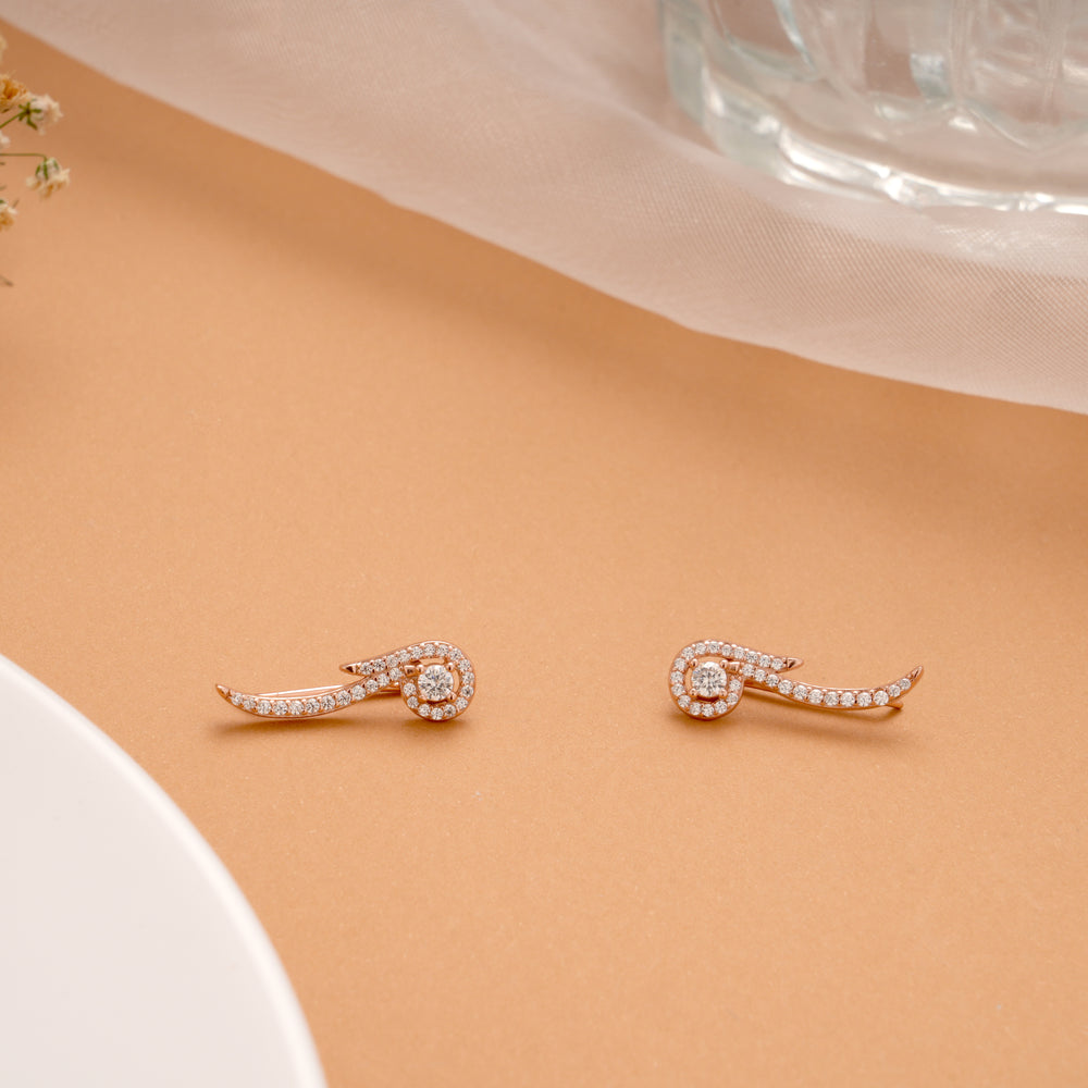 Ethnic Twisted Leafy Stone Silver Rose Gold Climber
