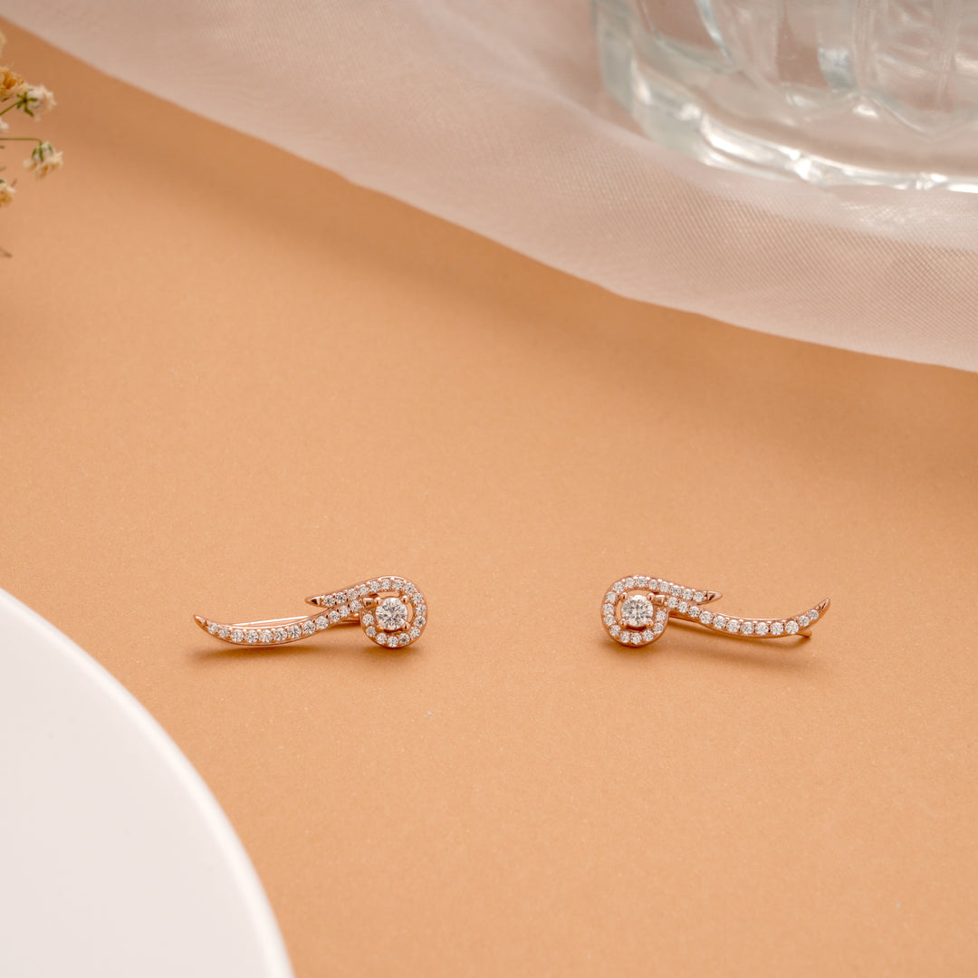 Ethnic Twisted Leafy Stone Silver Rose Gold Climber