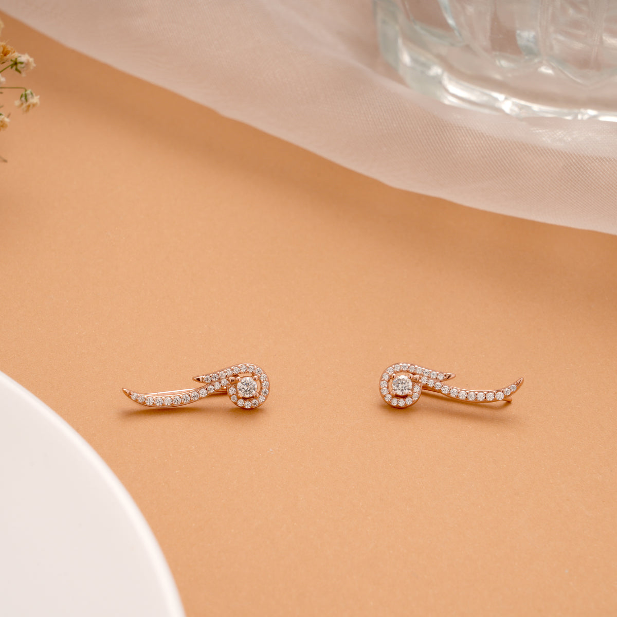 Ethnic Twisted Leafy Stone Silver Rose Gold Climber