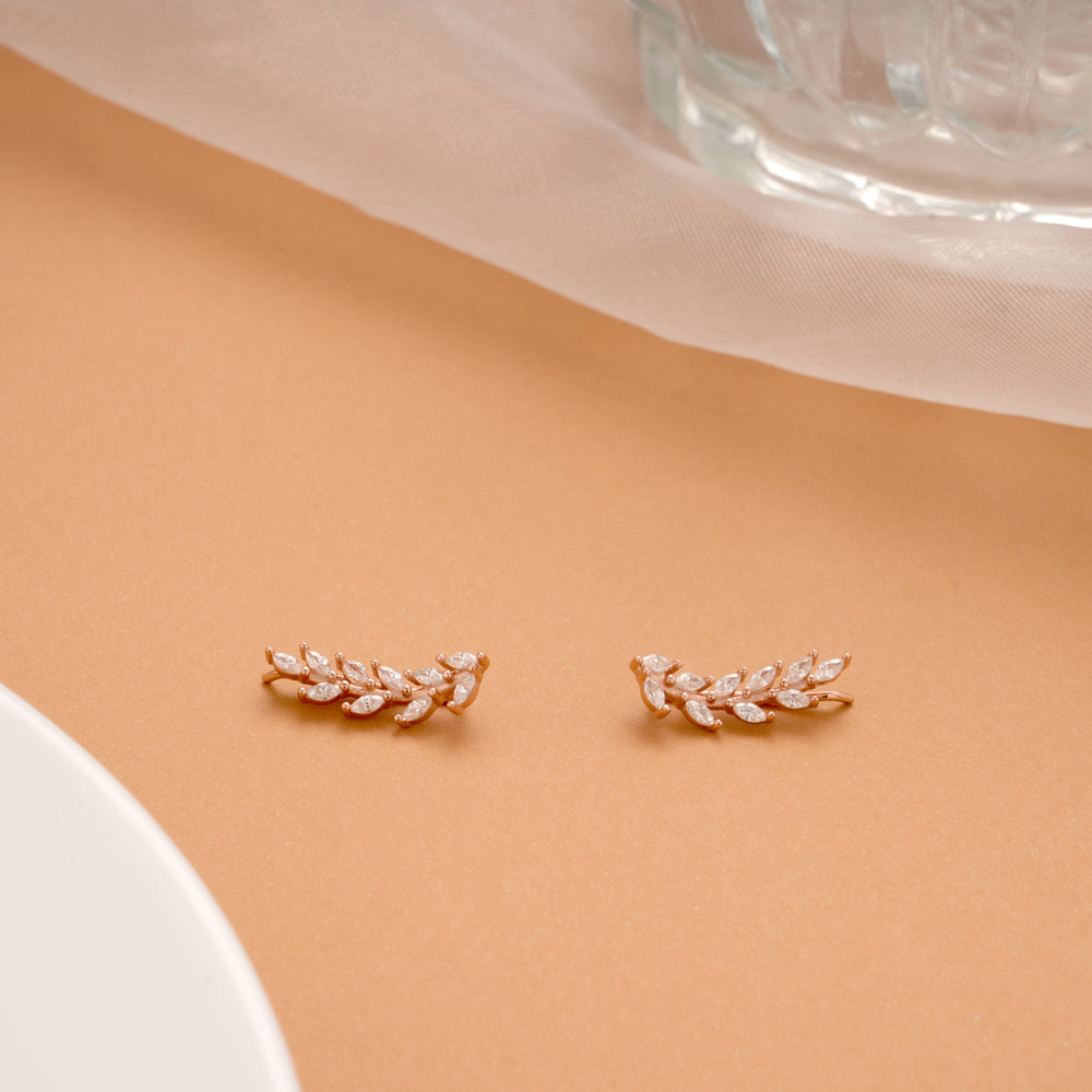 Dainty Marquise Branch Silver Rose Gold Climber