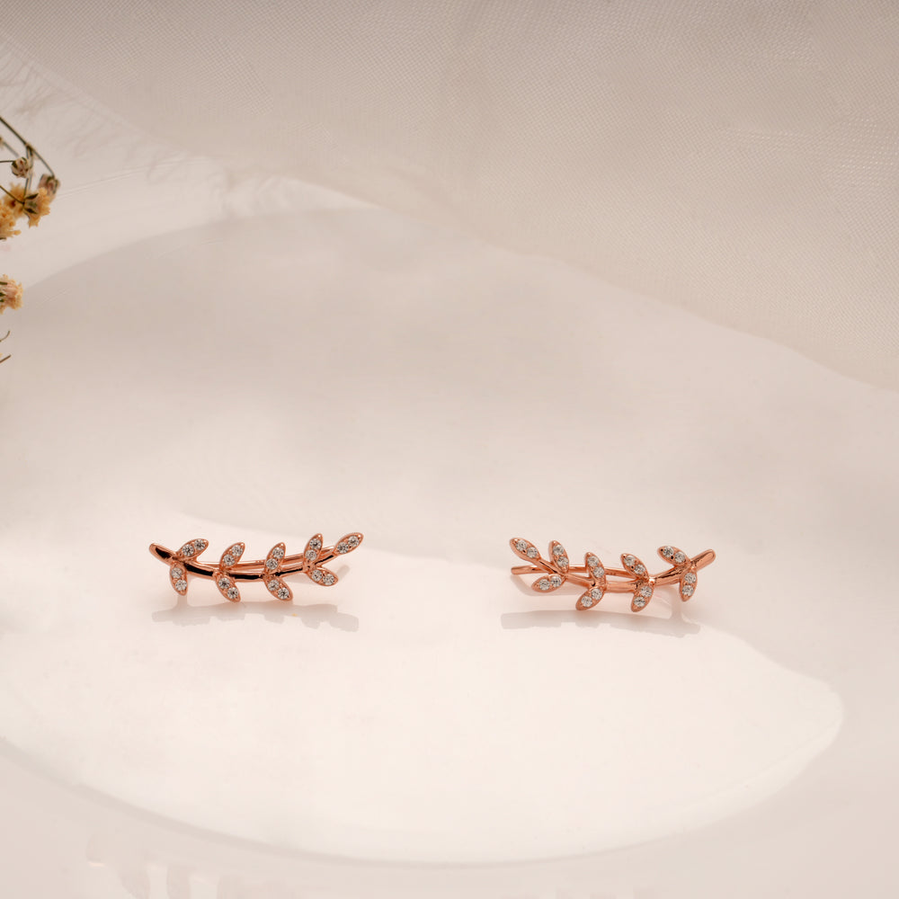 Charming Crystal Leaf Silver Rose Gold Climber