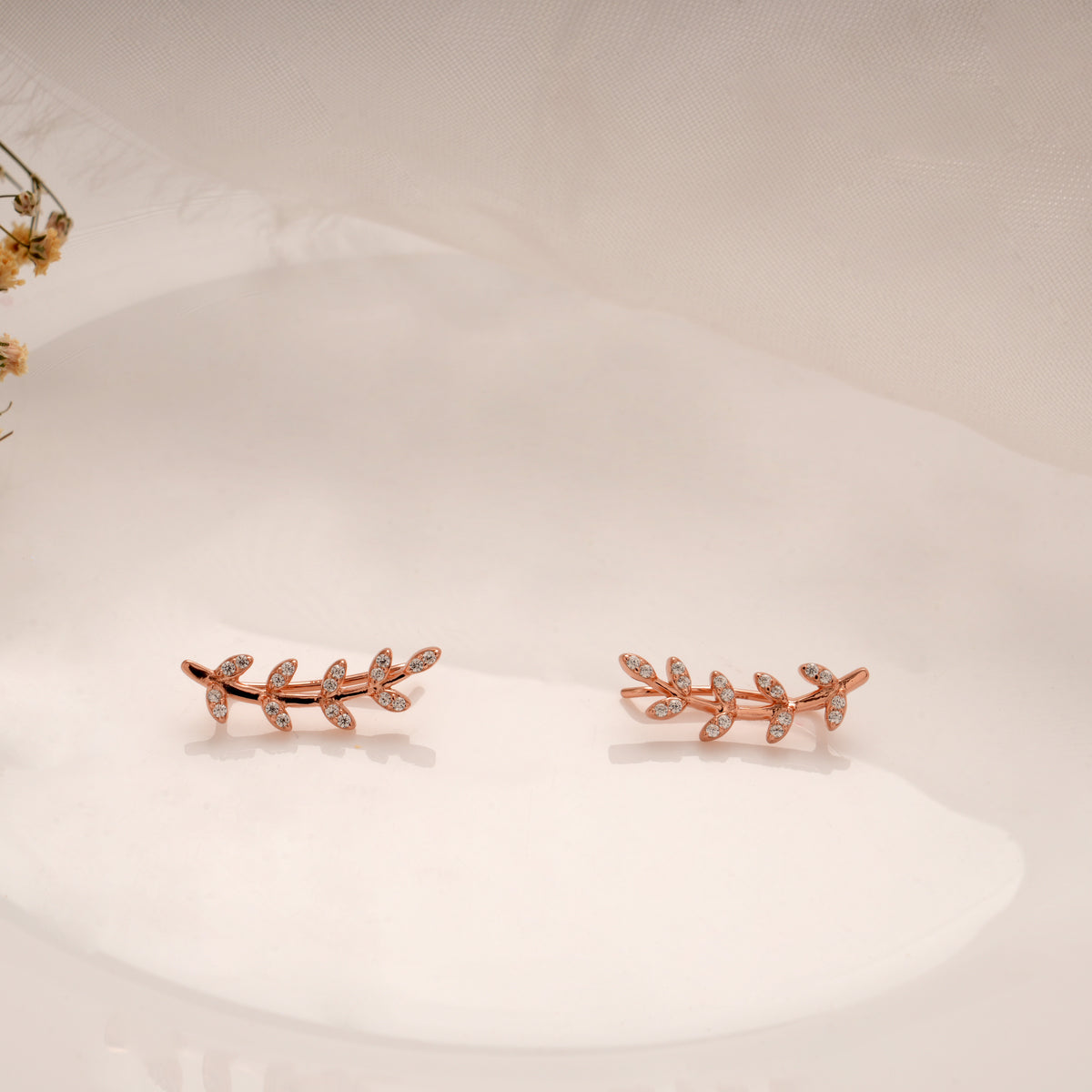 Charming Crystal Leaf Silver Rose Gold Climber