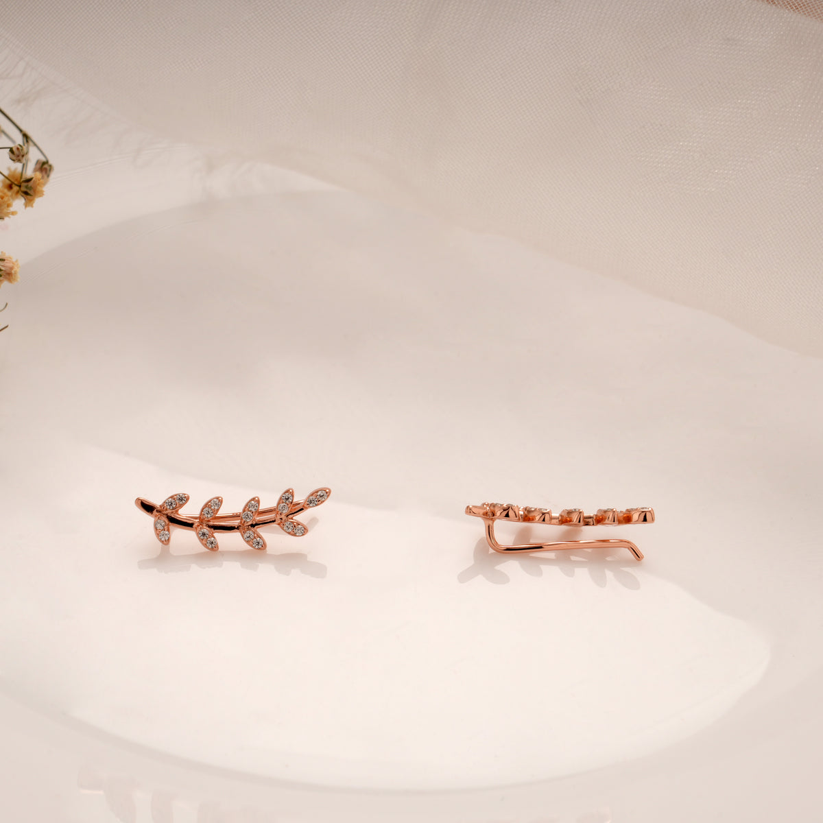 Charming Crystal Leaf Silver Rose Gold Climber