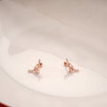 Cute Curved Leaf Stone Silver Rose Gold Climber