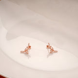 Cute Curved Leaf Stone Silver Rose Gold Climber