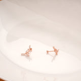 Cute Curved Leaf Stone Silver Rose Gold Climber
