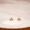 Pretty Crescent Green Stone Silver Rose Gold Koppu