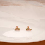 Pretty Crescent Green Stone Silver Rose Gold Koppu