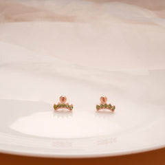 Pretty Crescent Green Stone Silver Rose Gold Koppu
