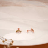 Pretty Crescent Green Stone Silver Rose Gold Koppu