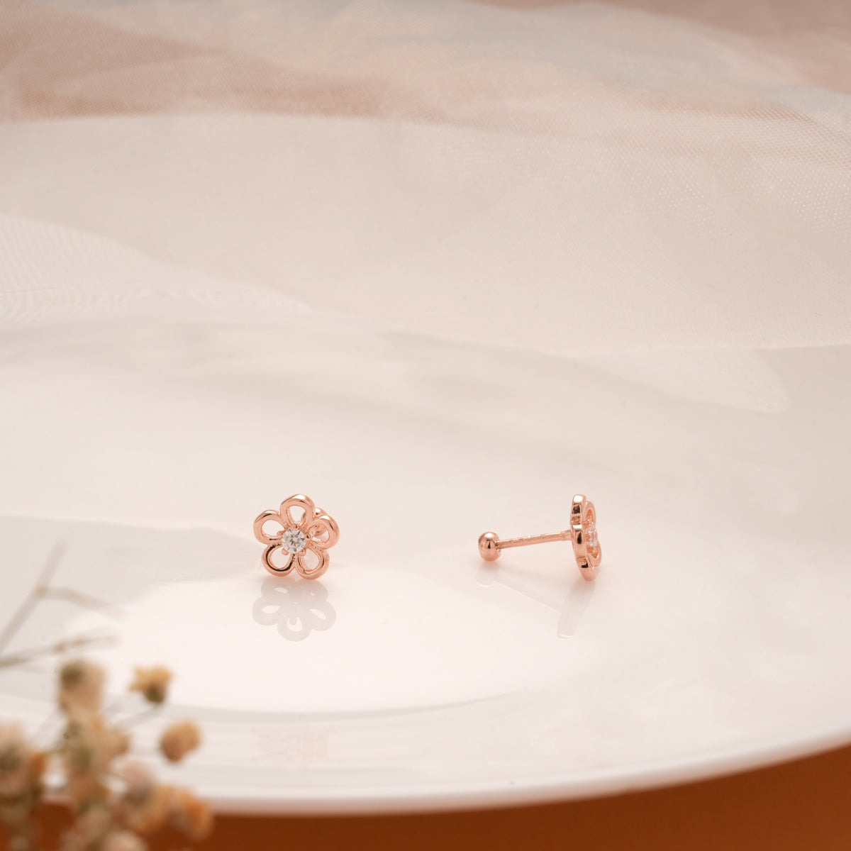 Cute Leaf Blossom Silver Rose Gold Koppu