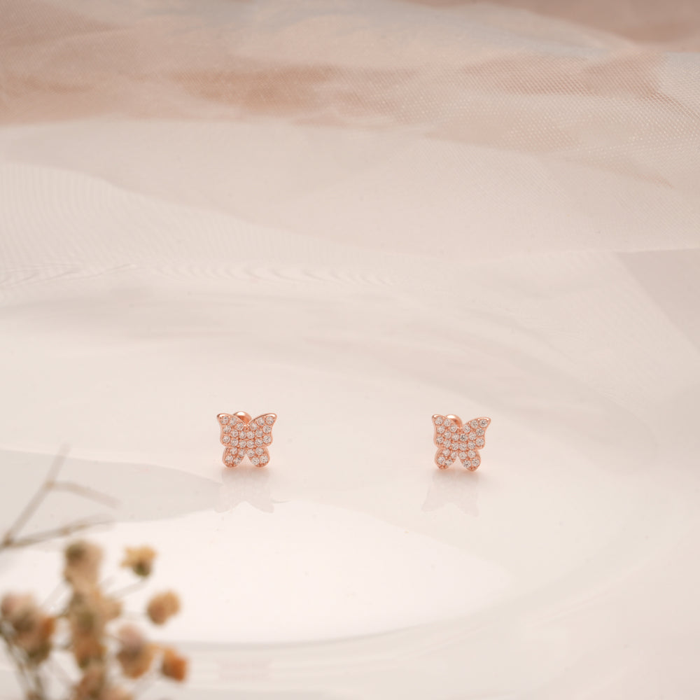 Beautiful Butterfly Stone Silver Rose Gold Koppu