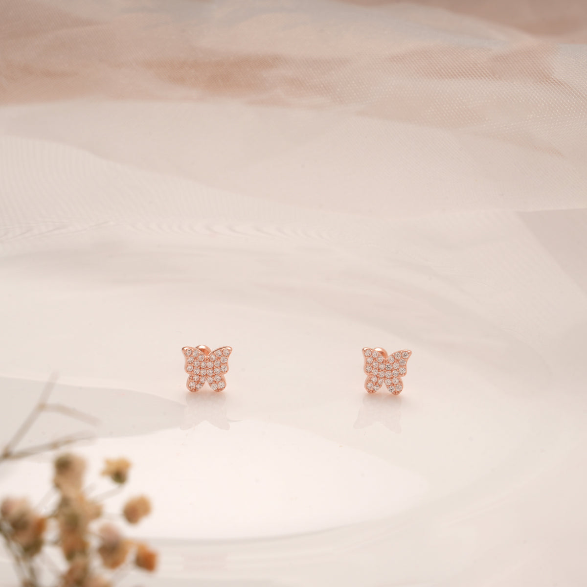 Beautiful Butterfly Stone Silver Rose Gold Koppu