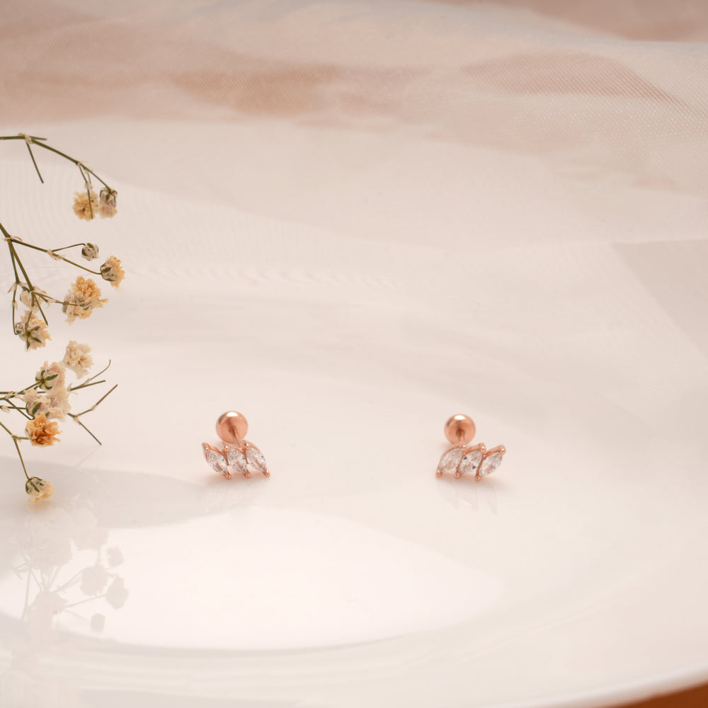 Charming Crystal Leaf Silver Rose Gold Koppu