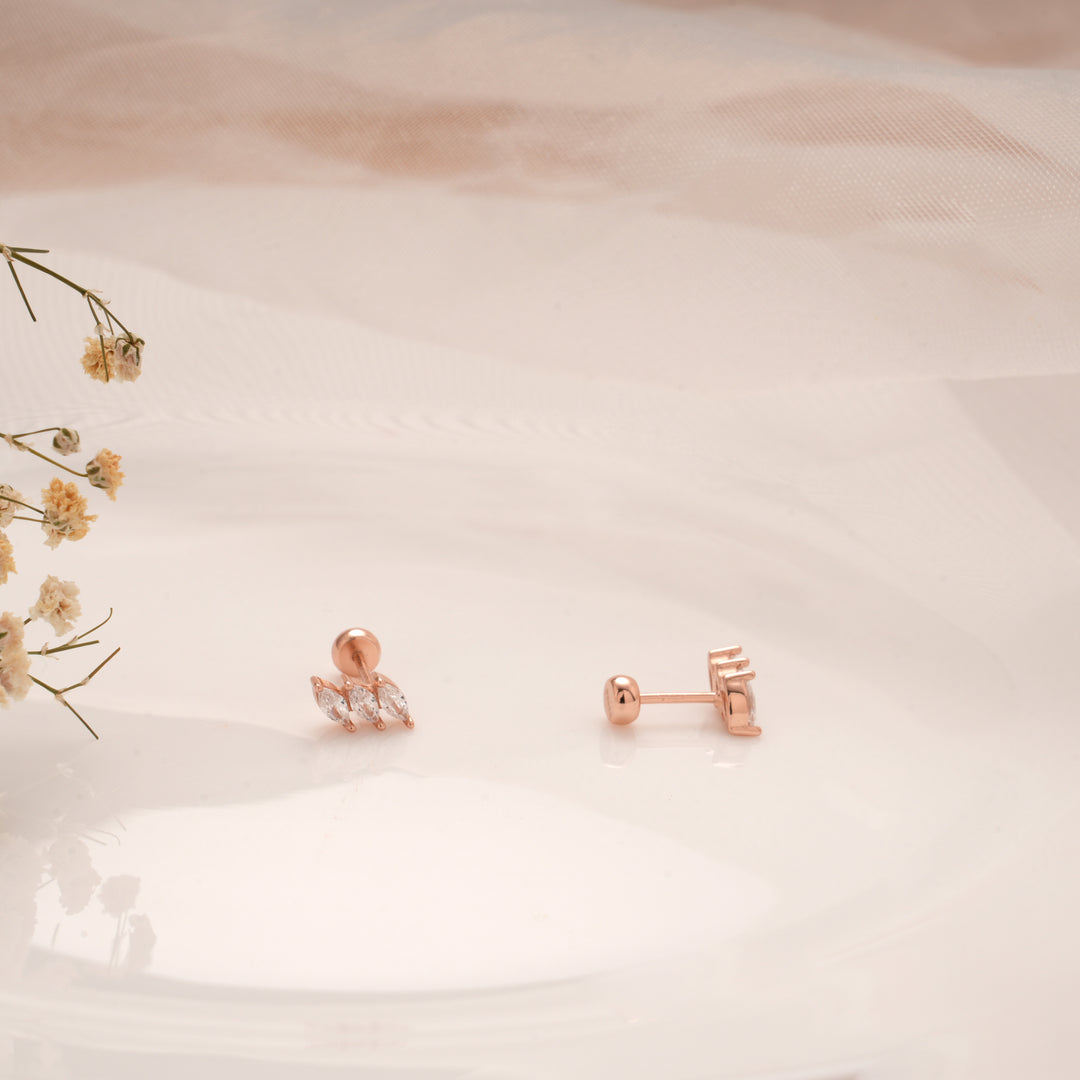 Charming Crystal Leaf Silver Rose Gold Koppu