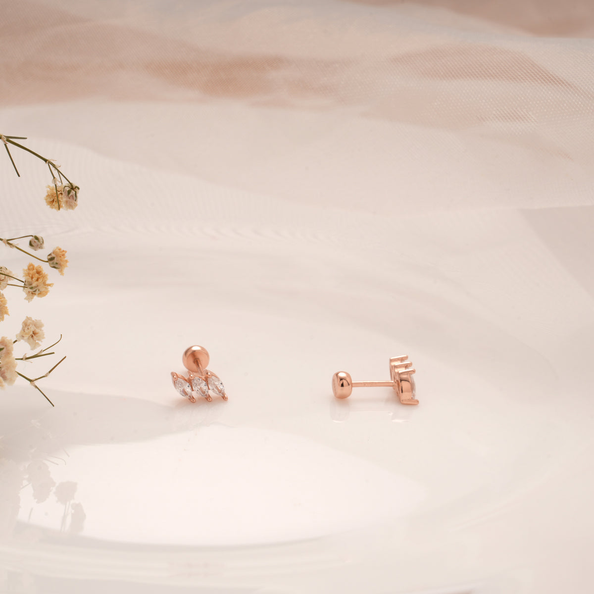 Charming Crystal Leaf Silver Rose Gold Koppu