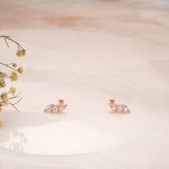 Vibrant Triple Teardrop Stone Silver Rose Gold Koppu