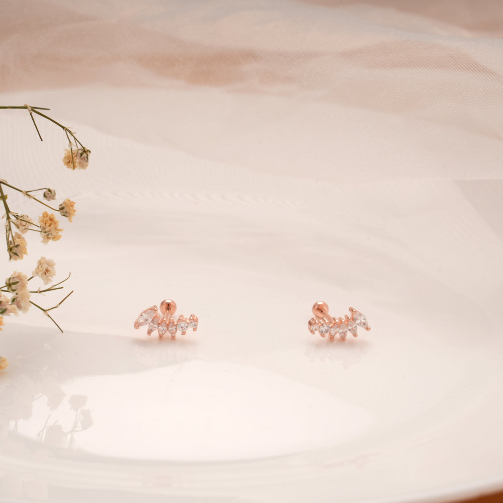 Bright Minimal Tear Drop Silver Rose Gold Koppu