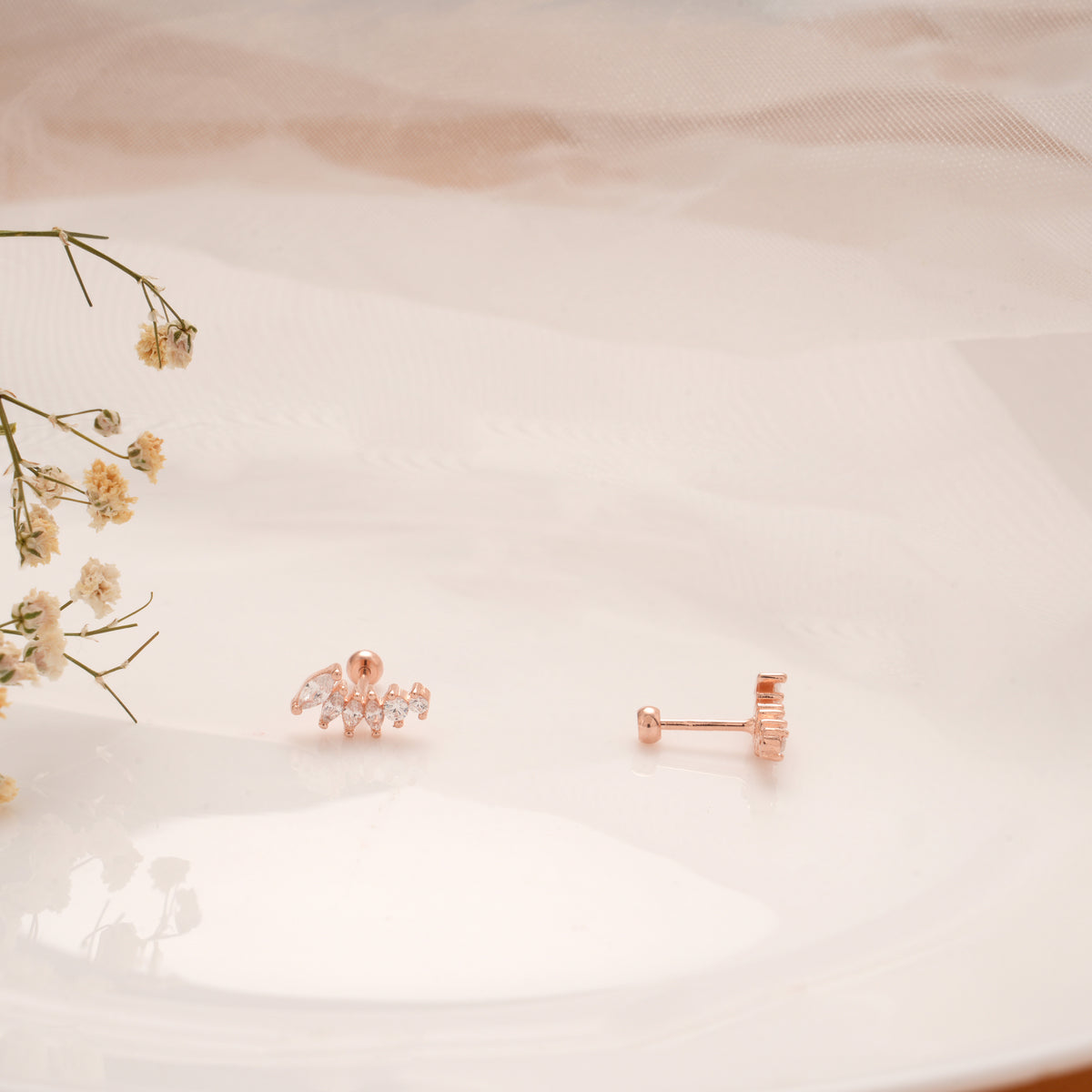 Bright Minimal Tear Drop Silver Rose Gold Koppu