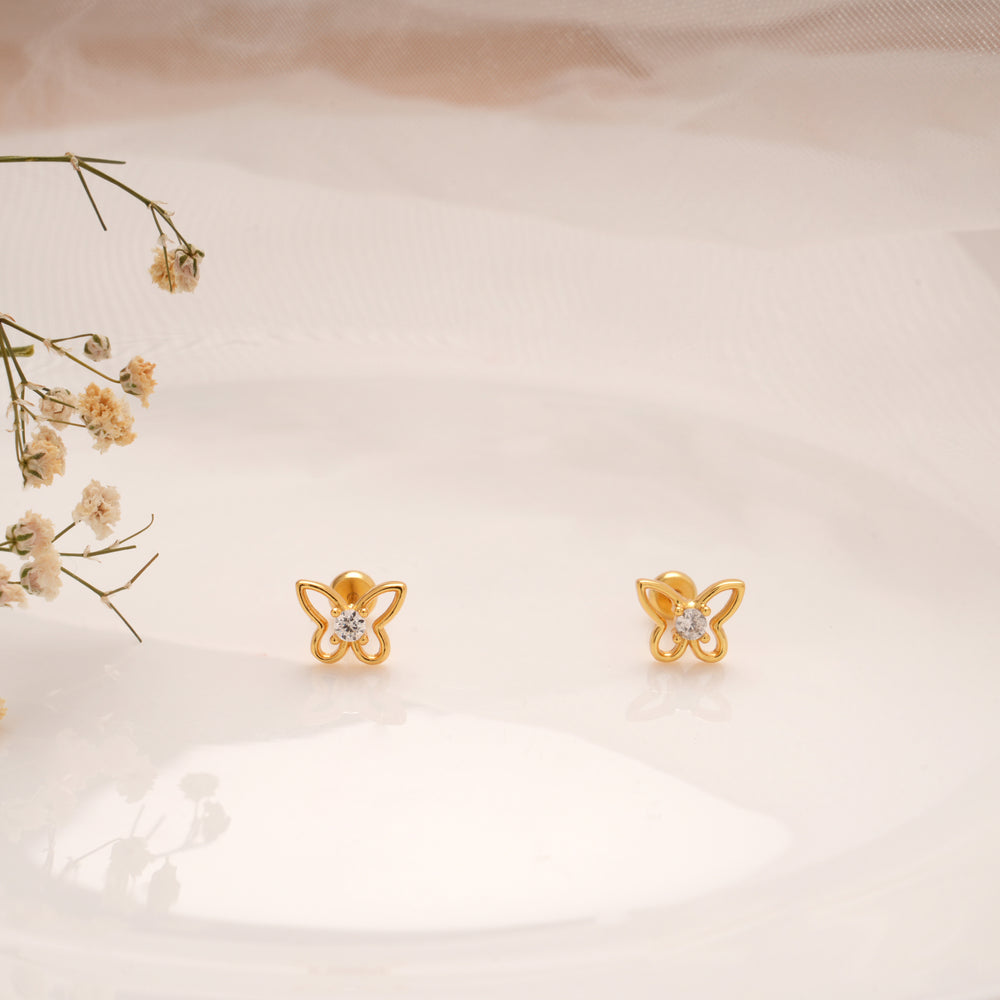 Cute Butterfly Stone Golden Koppu