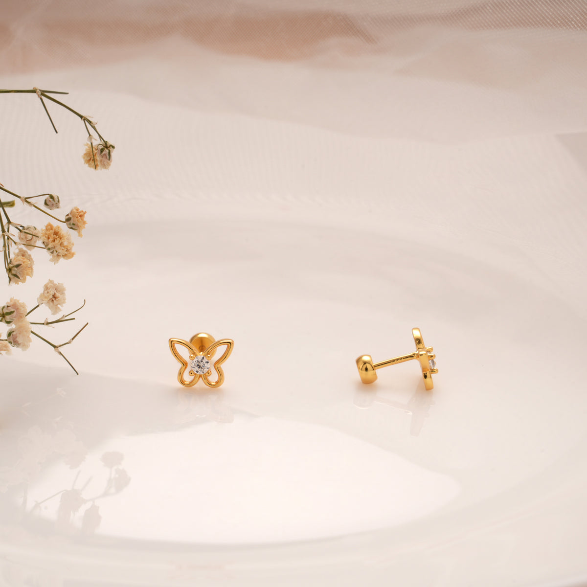 Cute Butterfly Stone Golden Koppu