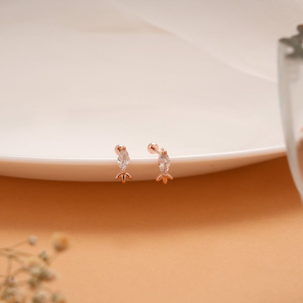 Glittering Stone Drops Silver Rose Gold Koppu