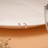 Glittering Stone Drops Silver Rose Gold Koppu