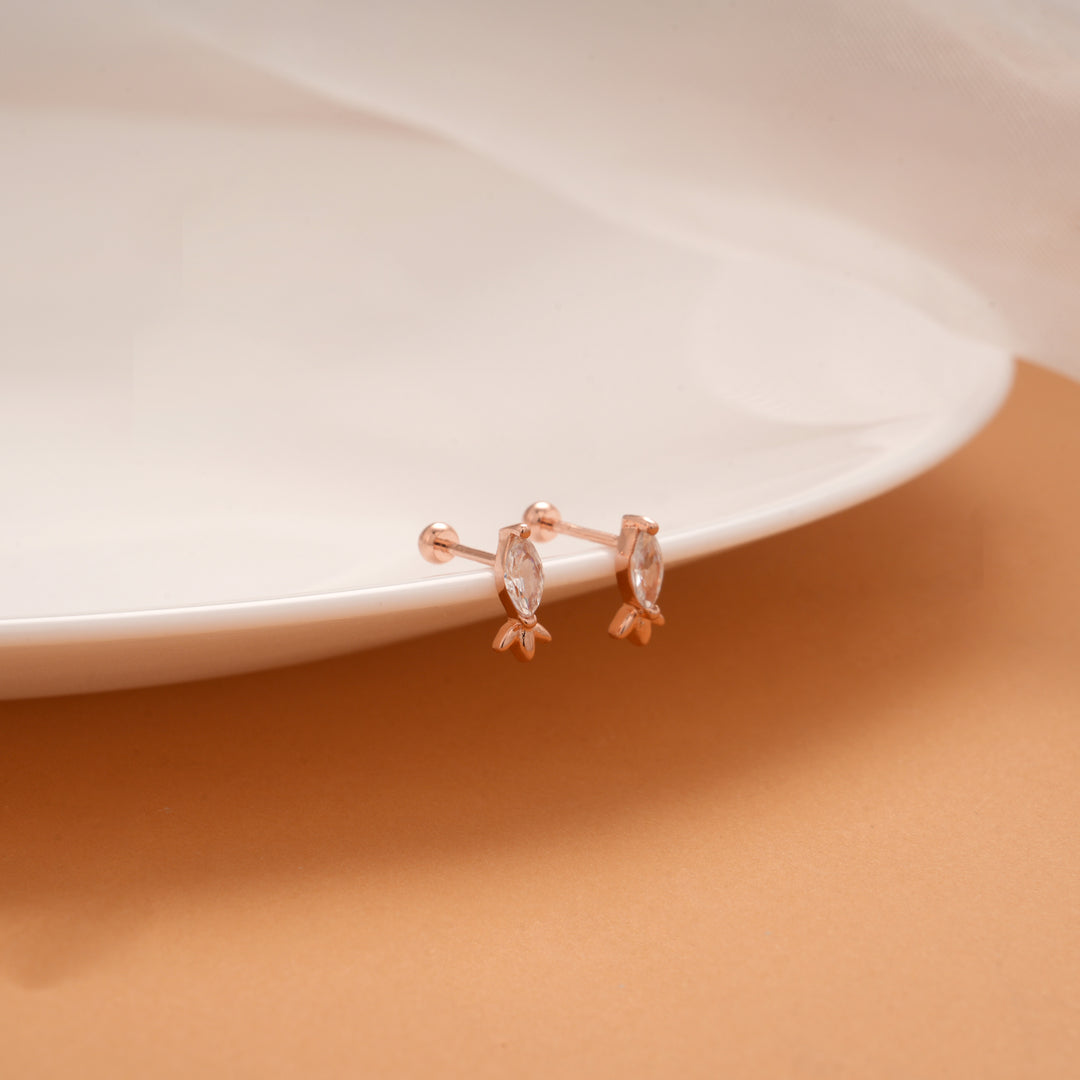 Glittering Stone Drops Silver Rose Gold Koppu
