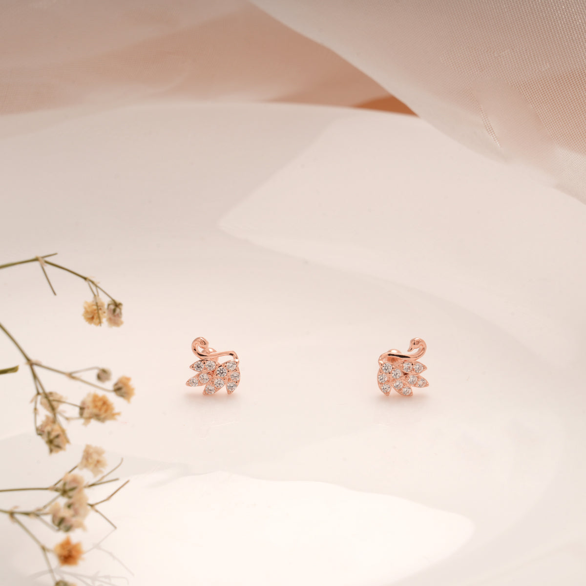 Beautiful Swan Feather Silver Rose Gold Koppu