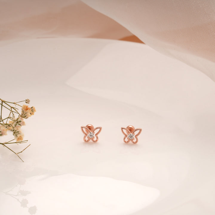 Cute Butterfly Stone Silver Rose Gold Koppu