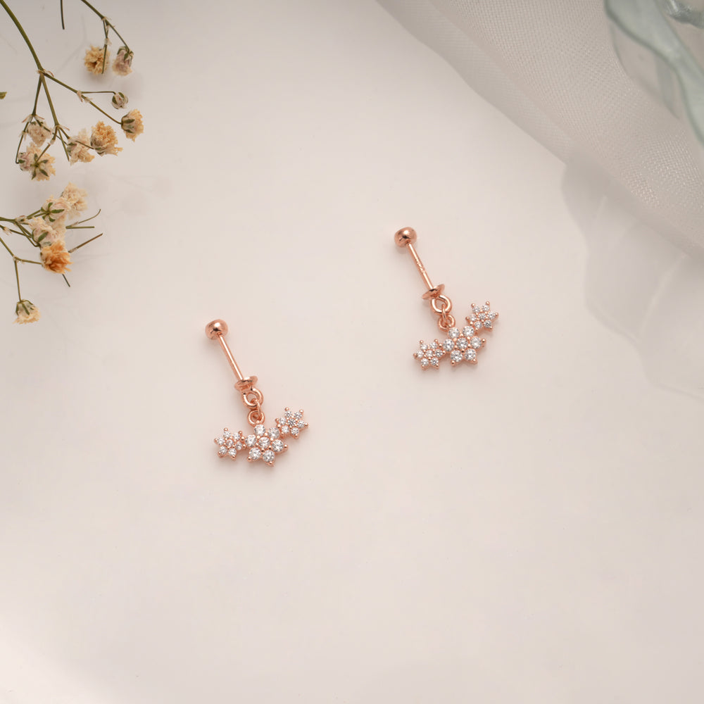 Vibrant Tri Floral Stone Silver Rose Gold Koppu