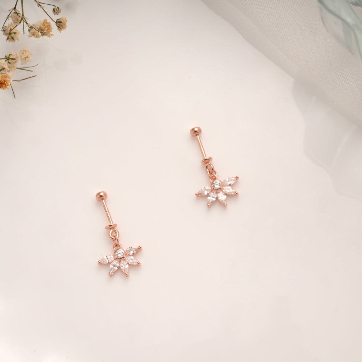 Twinkling Stone Drops Silver Rose Gold Koppu