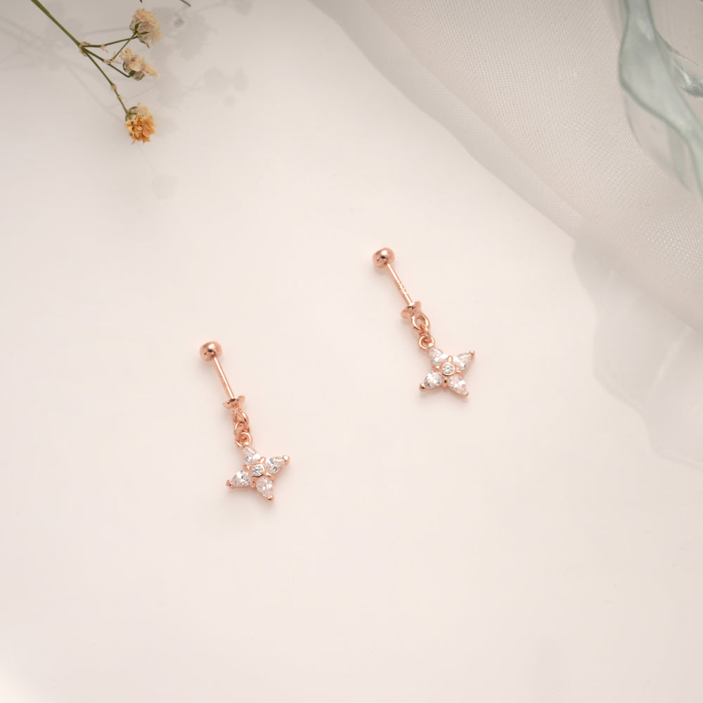 Minimalist Crystal Starburst Silver Rose Gold Koppu