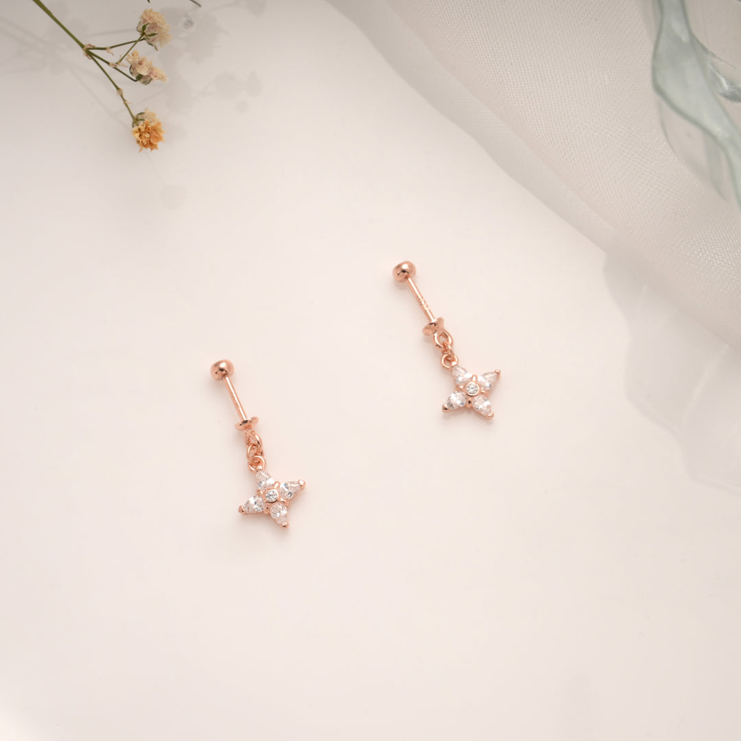 Minimalist Crystal Starburst Silver Rose Gold Koppu