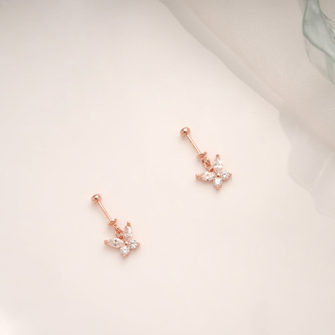 Sparkling Silver Rose Gold Crystal Butterfly Koppu