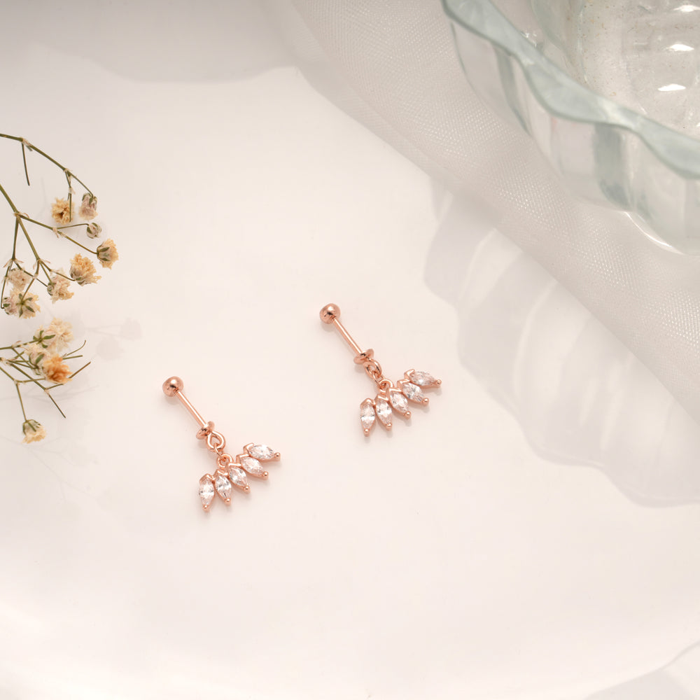 Classic Silver Rose Gold Marquis Crystal Dangle Koppu