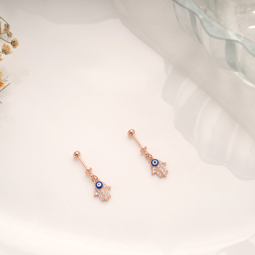 Heritage Silver Rose Gold Evil Eye Hamsa Hand Koppu