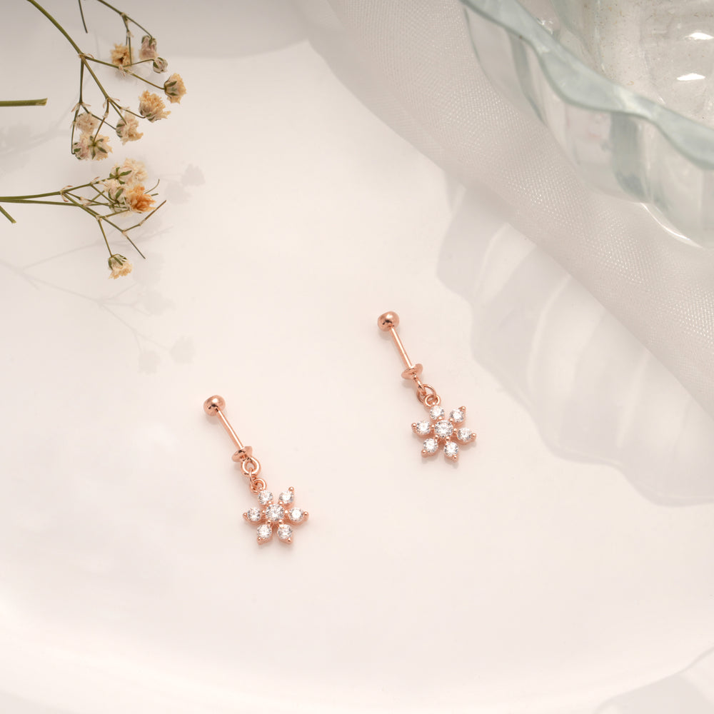 Dainty Crystal Snowflake Silver Rose Gold Koppu