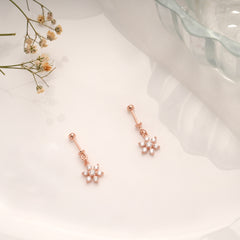 Dainty Crystal Snowflake Silver Rose Gold Koppu