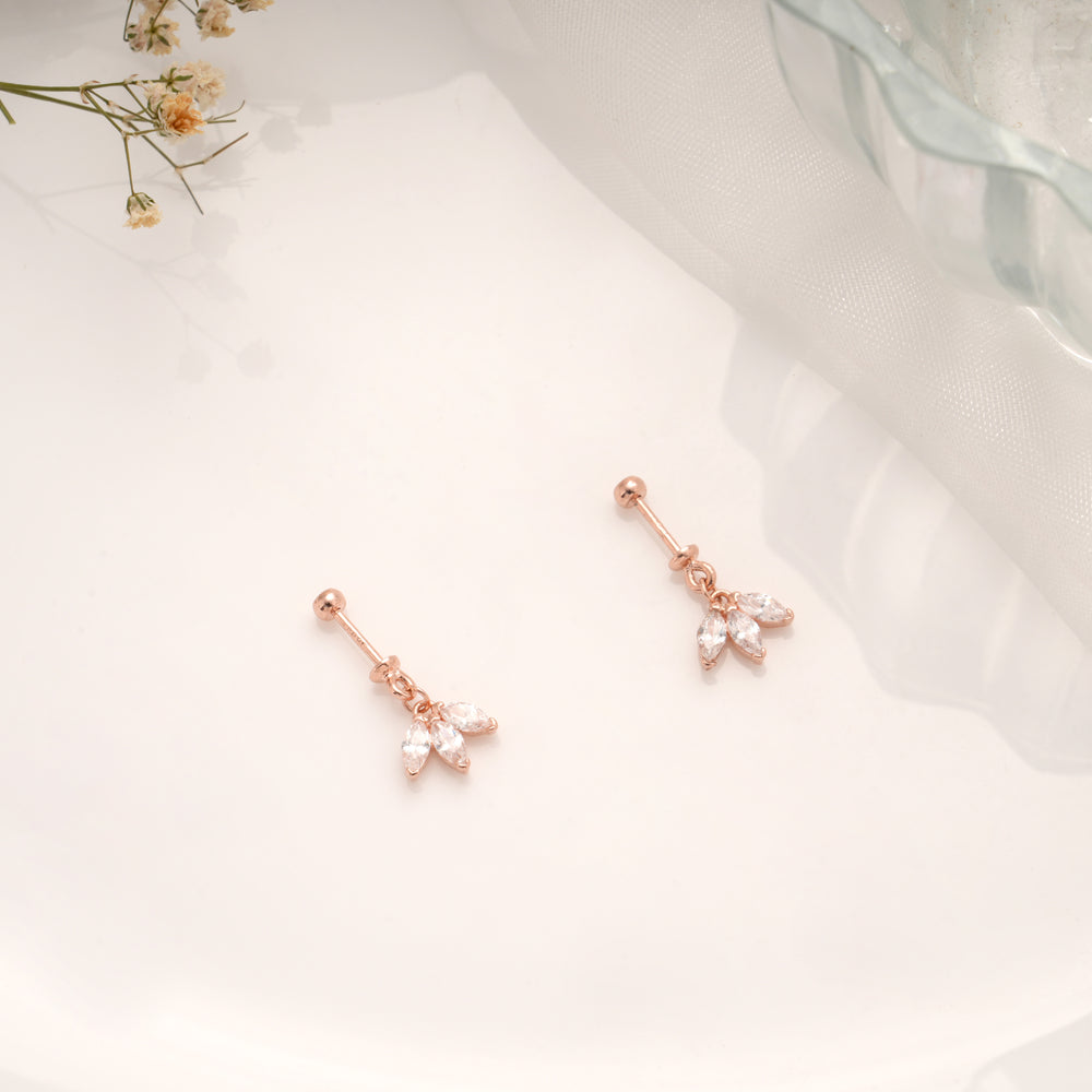 Elegant Silver Rose Gold Leaf Cluster Koppu