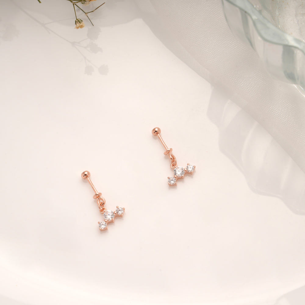 Radiant Triple Cluster Silver Rose Gold Koppu