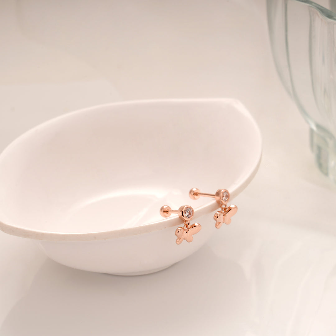 Cute Butterfly Drops Silver Rose Gold Koppu
