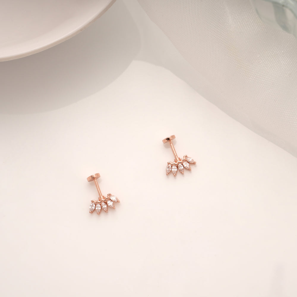 Classic Wavy Tear Drops Silver Rose Gold Koppu